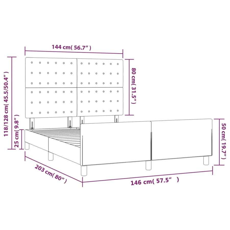 Cadre de lit sans matelas noir 140x200 cm similicuir - 14