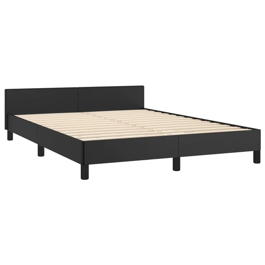 Cadre de lit sans matelas noir 140x200 cm similicuir - 6