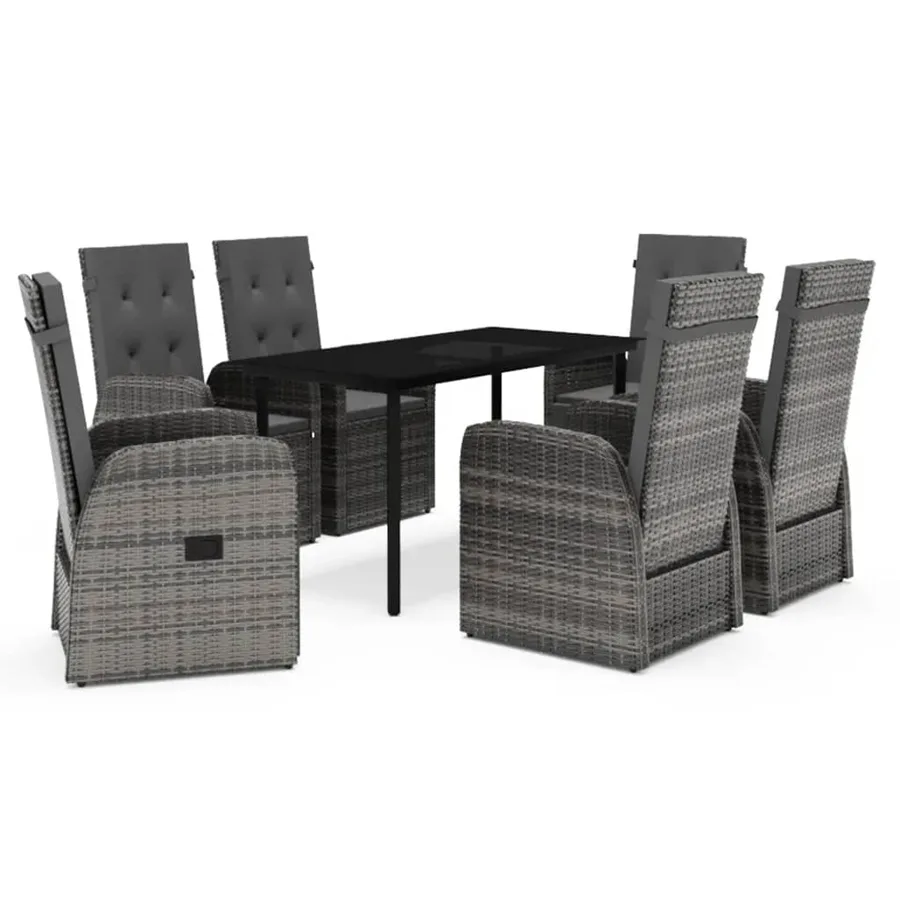 Garden Dining Set with Cushions 7 pcs Grey - 2