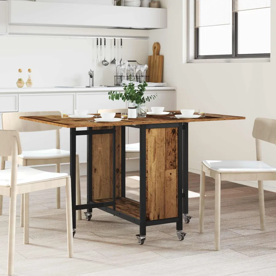 Table à manger pliante avec roulettes 130 x 80 x 76,5 cm