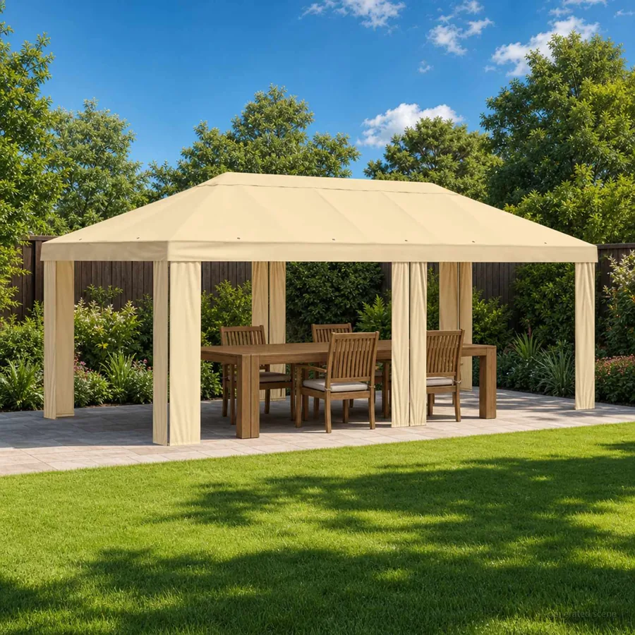 Housse de Gazebo 6 x 3 m Crème Polyester 190 gsm