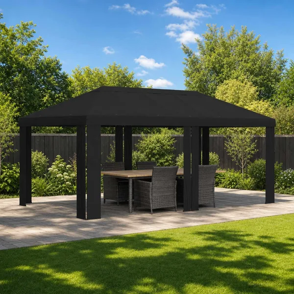Housse de Gazebo 6 x 3 m Noir Polyester 190 gsm