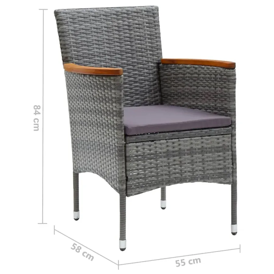 Garden Dining Set with Cushions 9 pcs Poly Rattan Grey - 11