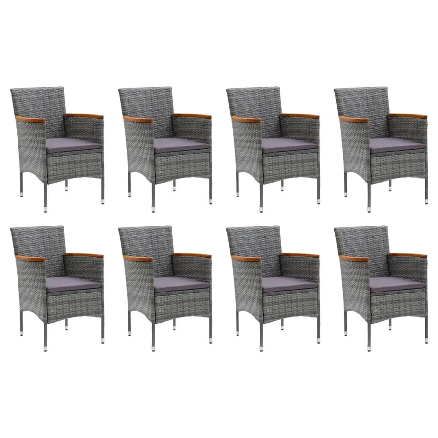 Garden Dining Set with Cushions 9 pcs Poly Rattan Grey - 3