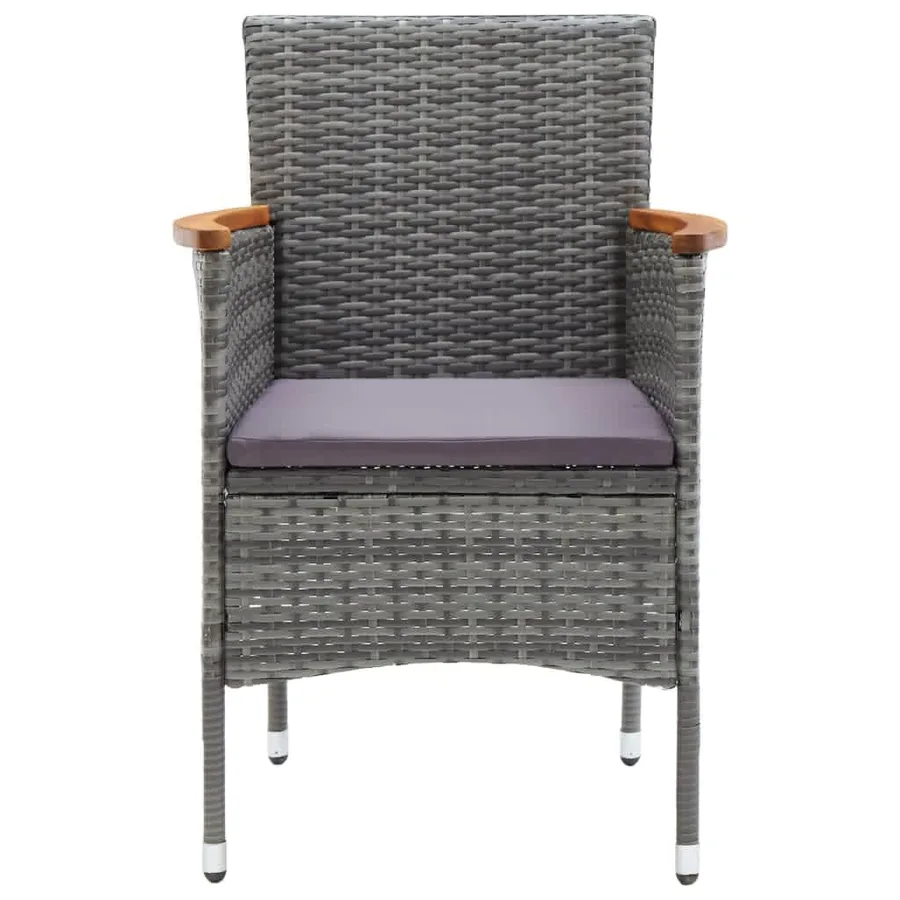 Ensemble à manger de jardin coussins 9pcs Résine tressée Gris - 5