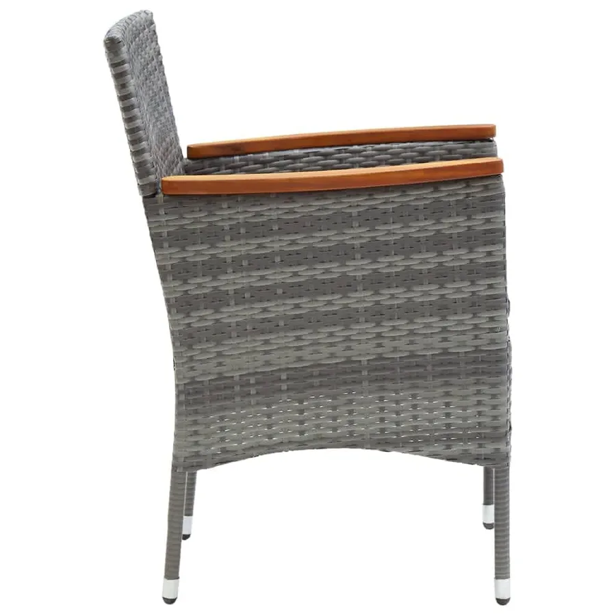 Ensemble à manger de jardin coussins 9pcs Résine tressée Gris - 6