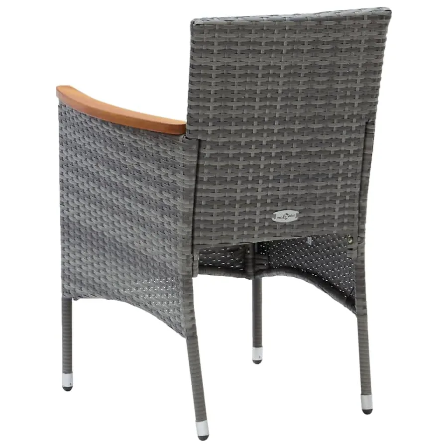 Ensemble à manger de jardin coussins 9pcs Résine tressée Gris - 7