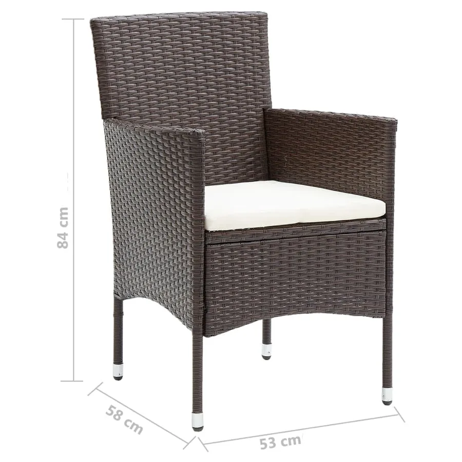 Garden Dining Set and Cushions 7 pcs Brown Poly Rattan - 11