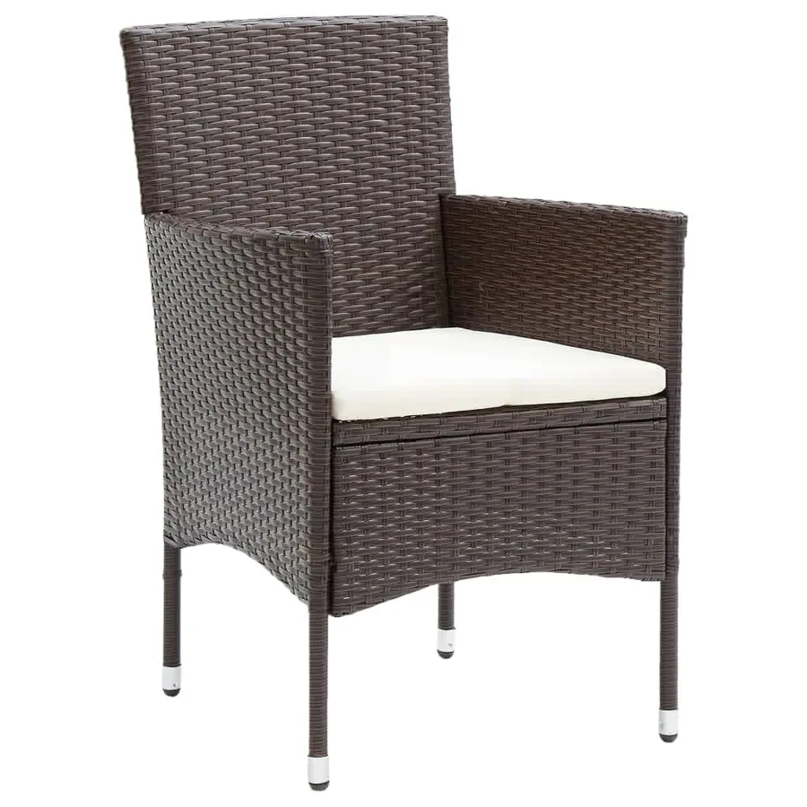 Garden Dining Set and Cushions 7 pcs Brown Poly Rattan - 4