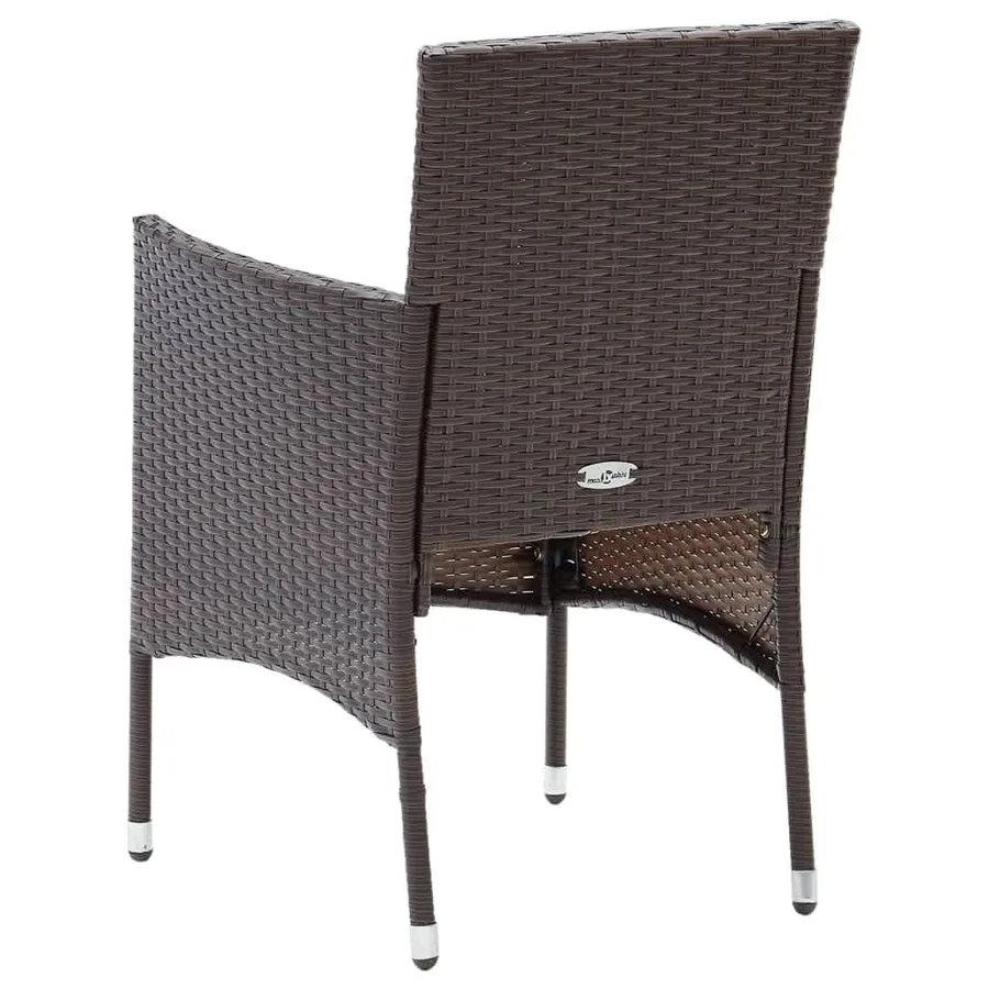 Garden Dining Set and Cushions 7 pcs Brown Poly Rattan - 7