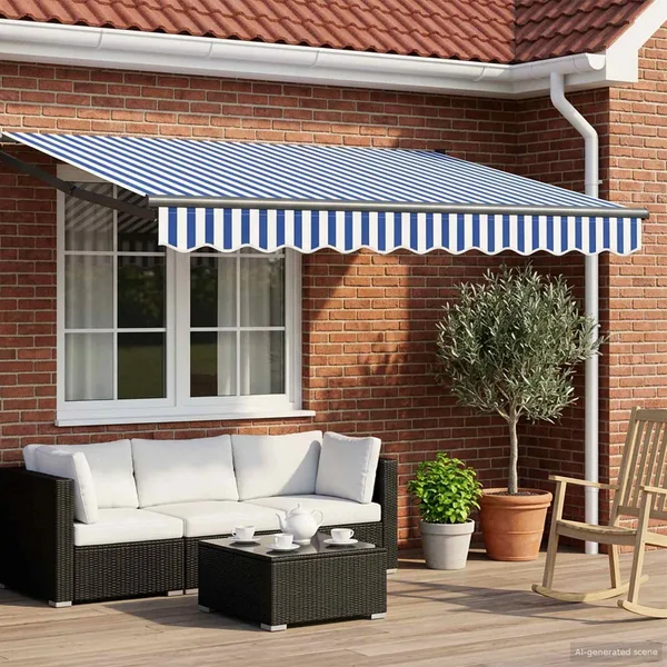 Auvent rétractable électrique Bleu et Blanc 3 x 2 m