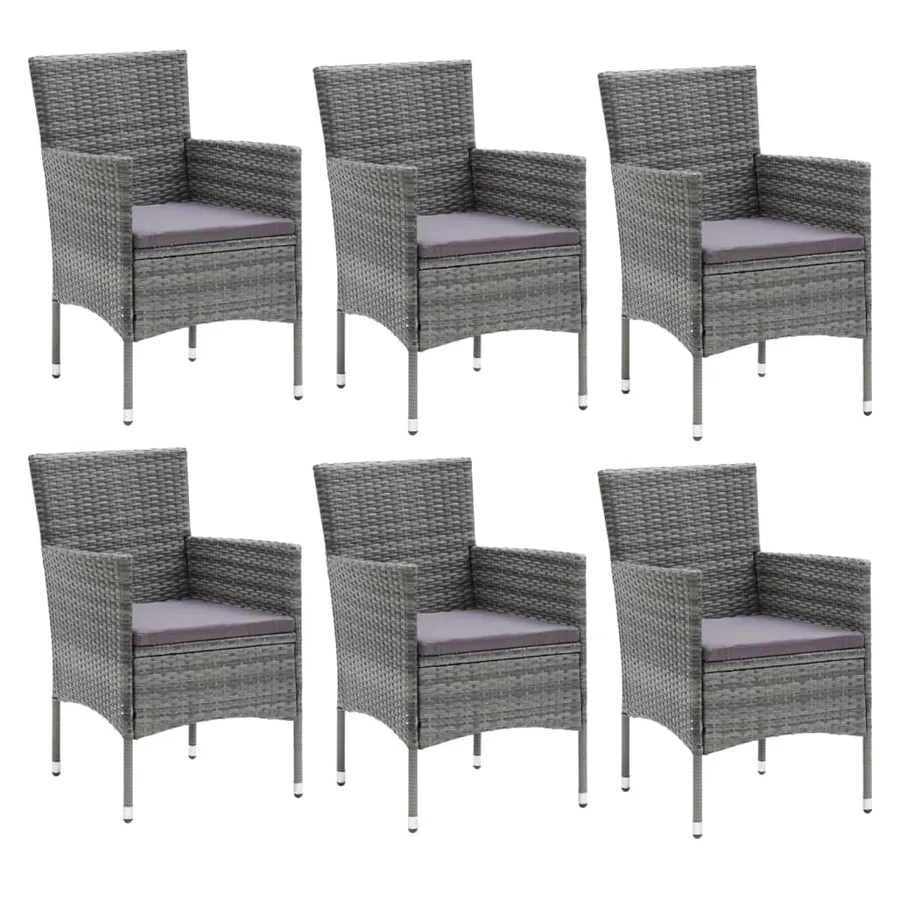 Garden Dining Set with Cushions 7 pcs Poly Rattan Grey - 3