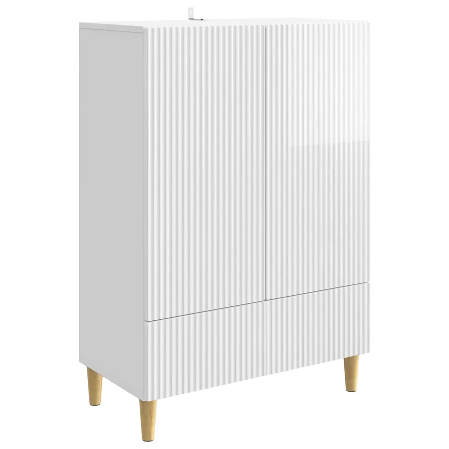 Buffet Blanc brillant 66 x 34,5 x 95 cm Bois d'ingénierie - 2