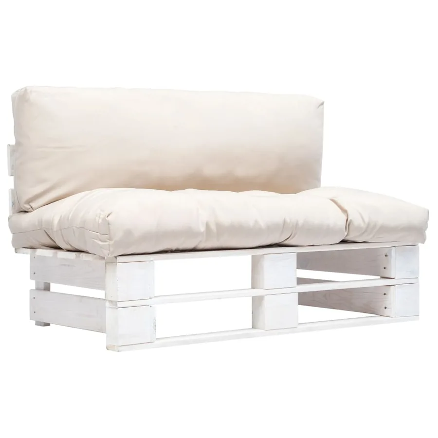 Canapé de jardin palette avec coussins sable Pinède
