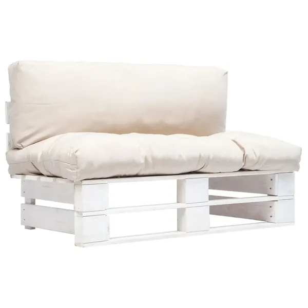 Canapé de jardin palette avec coussins sable Pinède