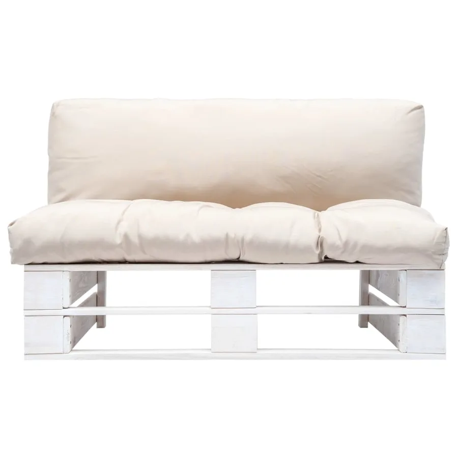 Canapé de jardin palette avec coussins sable Pinède - 2