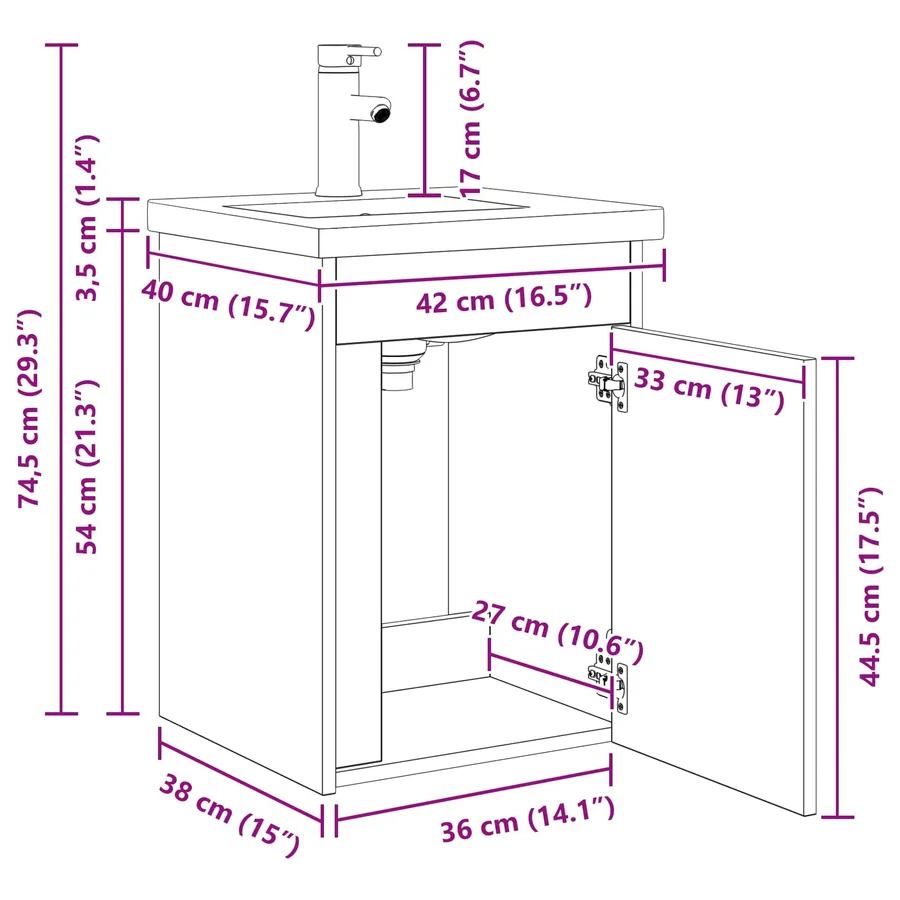 Meuble de salle de bain avec robinet Sonoma gris - 10