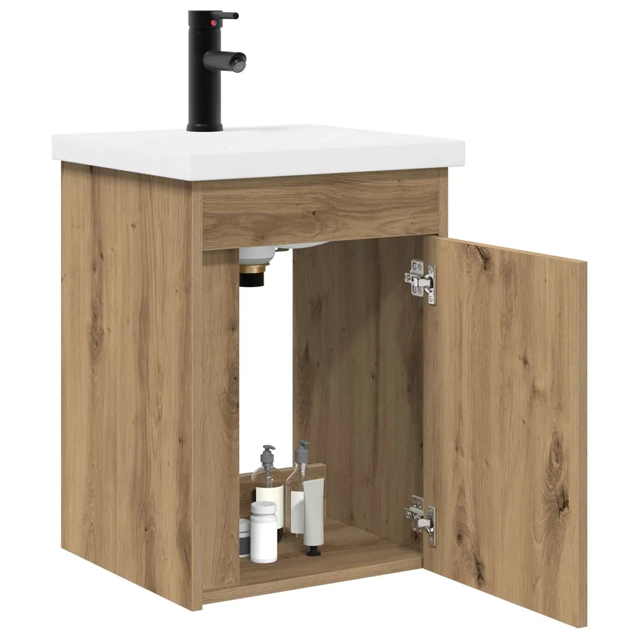 Meuble de salle de bain avec robinet Chêne artisanal - 3