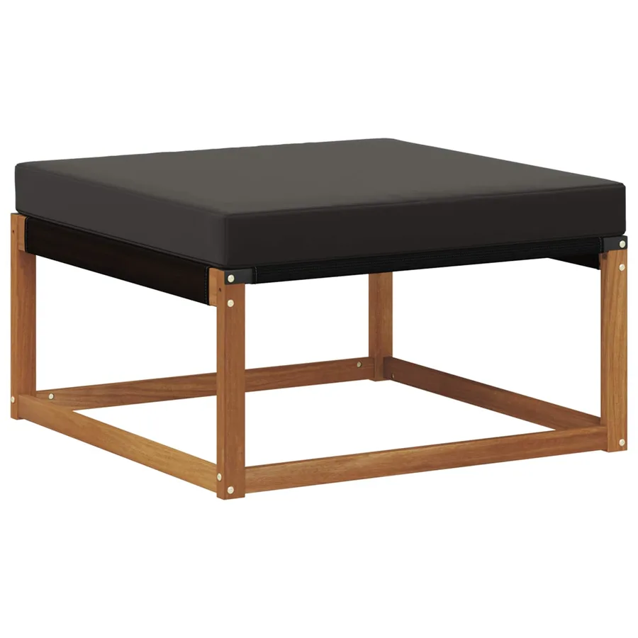 Pouf d'Extérieur Bois d'acacia massif et Textilène Naturel - 2