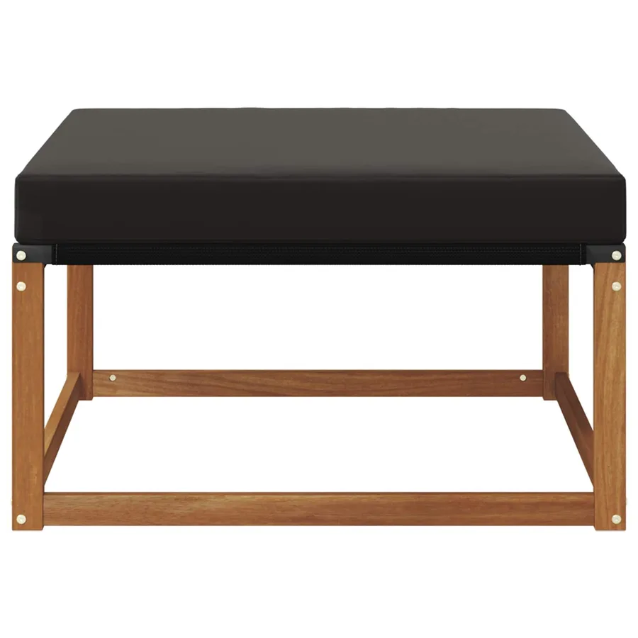 Pouf d'Extérieur Bois d'acacia massif et Textilène Naturel - 4