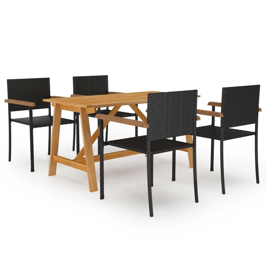 Garden Dining Set 5 pcs Black