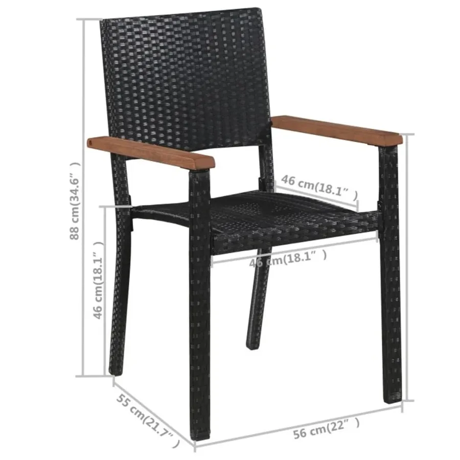 Ensemble à manger de jardin 5 pcs Noir - 11