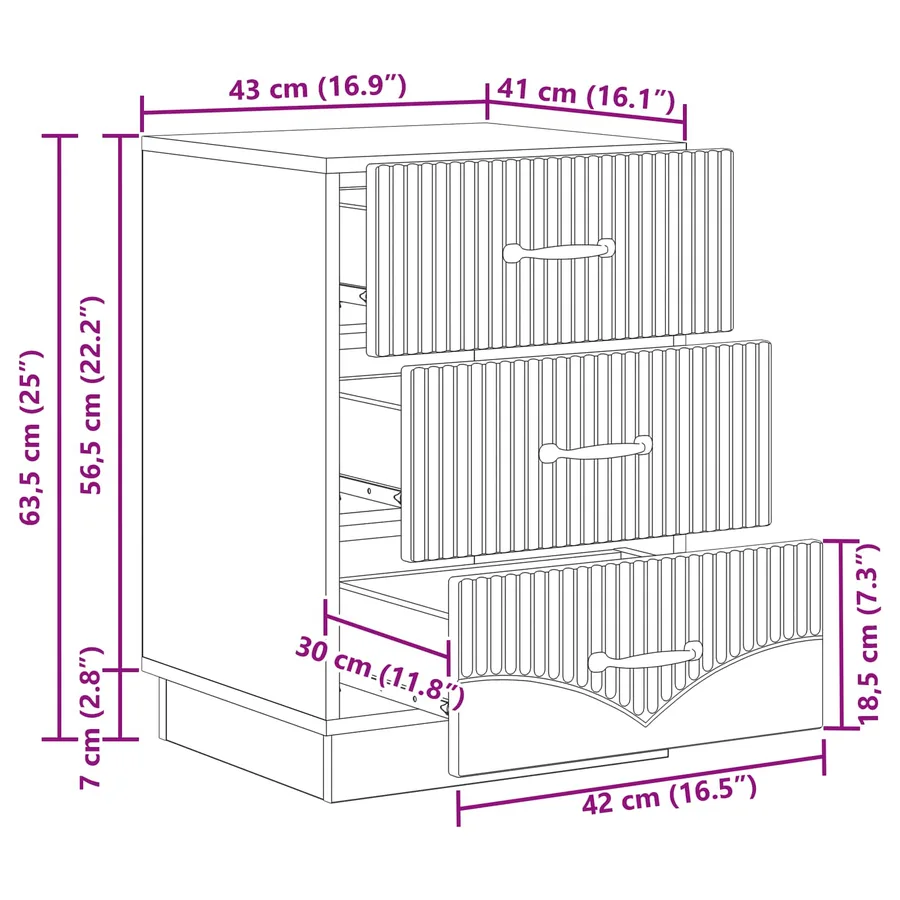 Cabinet de chevet Blanc 43 x 41 x 63,5 cm Bois d'ingénierie - 10