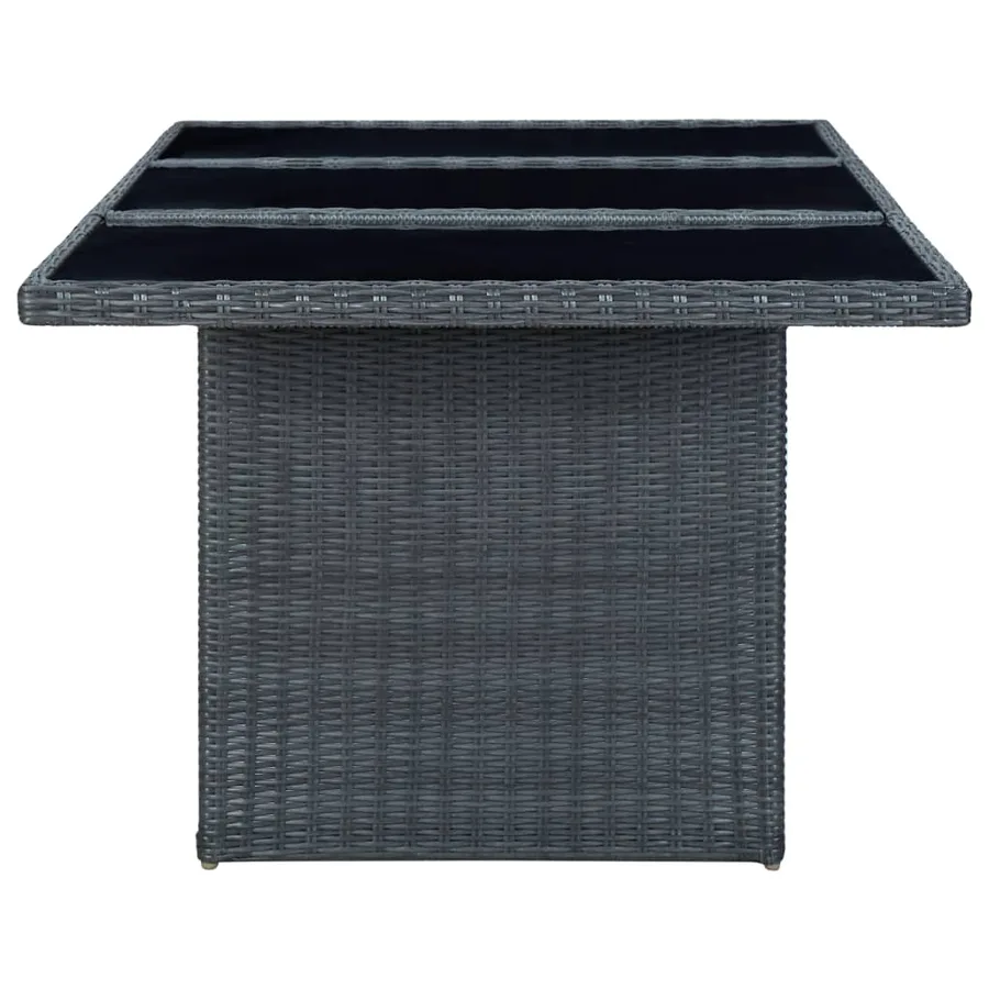 Mobilier à dîner 9 pcs avec coussins Résine tressée Gris foncé - 11
