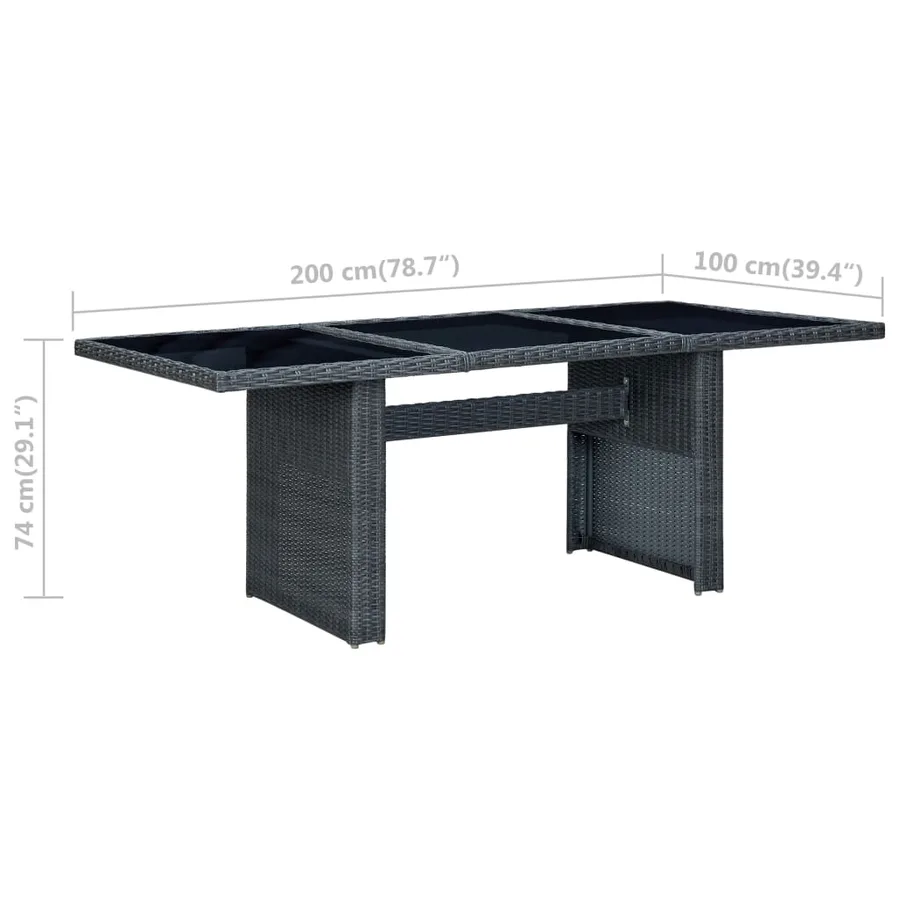 Mobilier à dîner 9 pcs avec coussins Résine tressée Gris foncé - 14