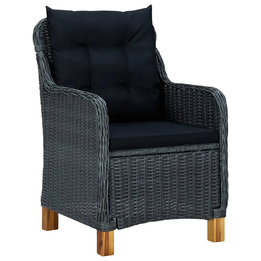 Mobilier à dîner 9 pcs avec coussins Résine tressée Gris foncé - 3