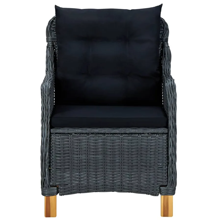 Mobilier à dîner 9 pcs avec coussins Résine tressée Gris foncé - 5