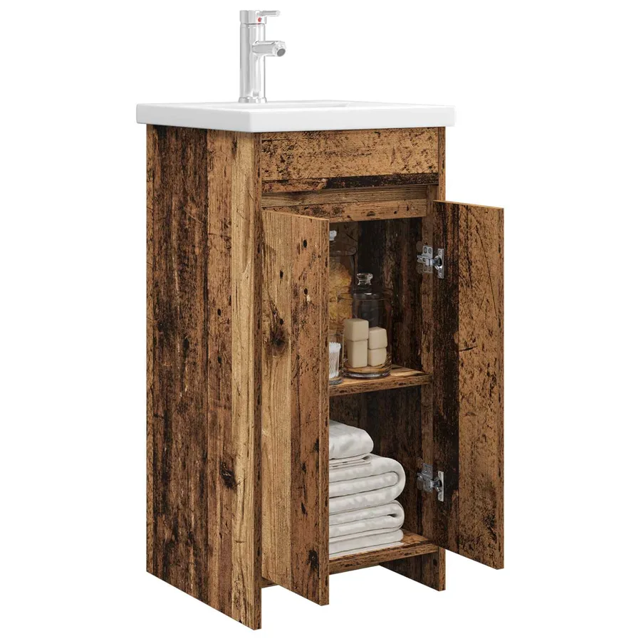 Meuble de salle de bain avec évier Bois ancien - 3