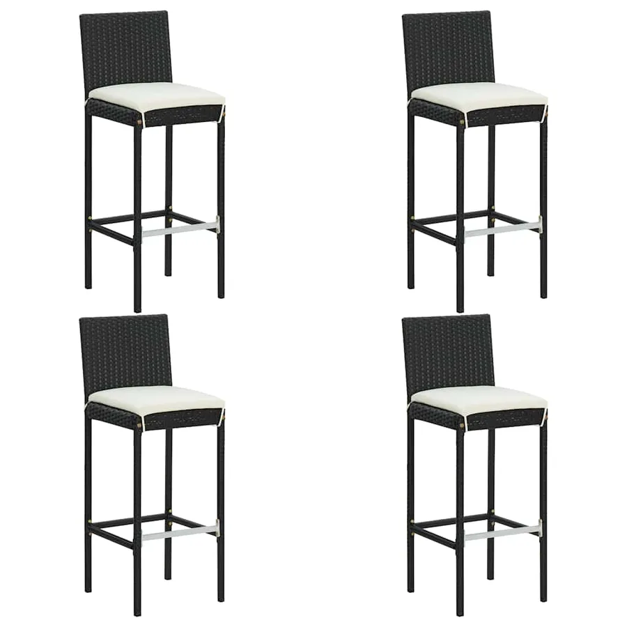 Garden Bar Set 5 pcs and Cushions Poly Rattan Black - 6