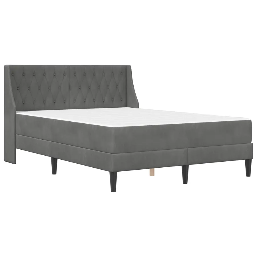 Cadre de lit avec matelas Gris foncé 140 x 200 cm Velours - 3