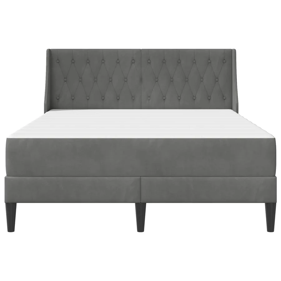 Cadre de lit avec matelas Gris foncé 140 x 200 cm Velours - 6