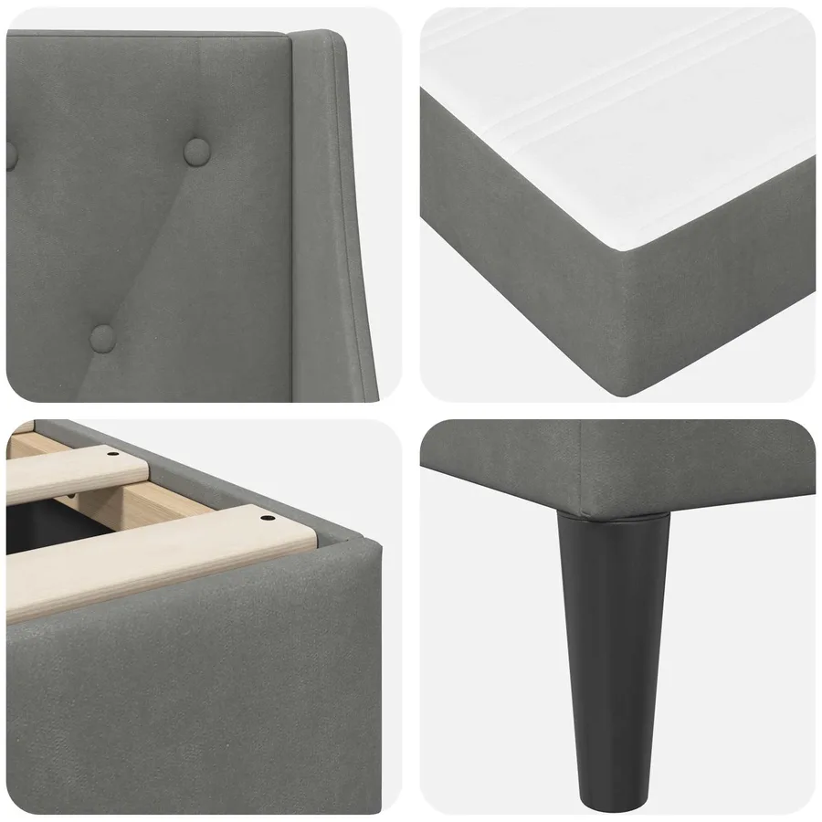 Cadre de lit avec matelas Gris foncé 140 x 200 cm Velours - 9