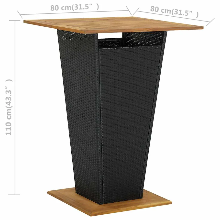 Ensemble de bar de jardin 5 pcs et coussins Résine tressée Noir - 11