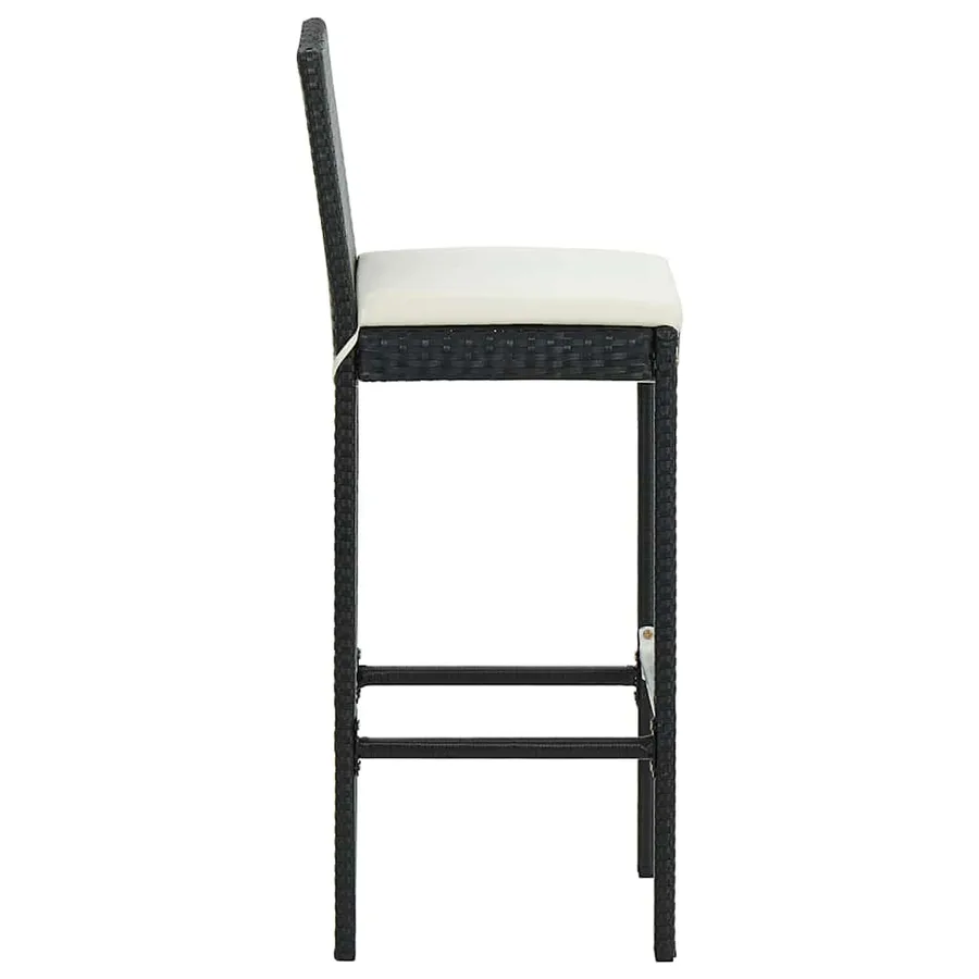 Garden Bar Set 5 pcs and Cushions Poly Rattan Black - 13