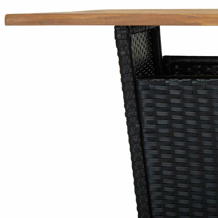 Garden Bar Set 5 pcs and Cushions Poly Rattan Black - 7