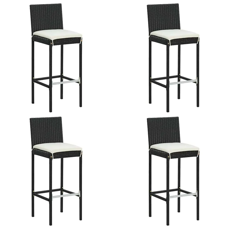 Ensemble de bar de jardin 5 pcs et coussins Résine tressée Noir - 8