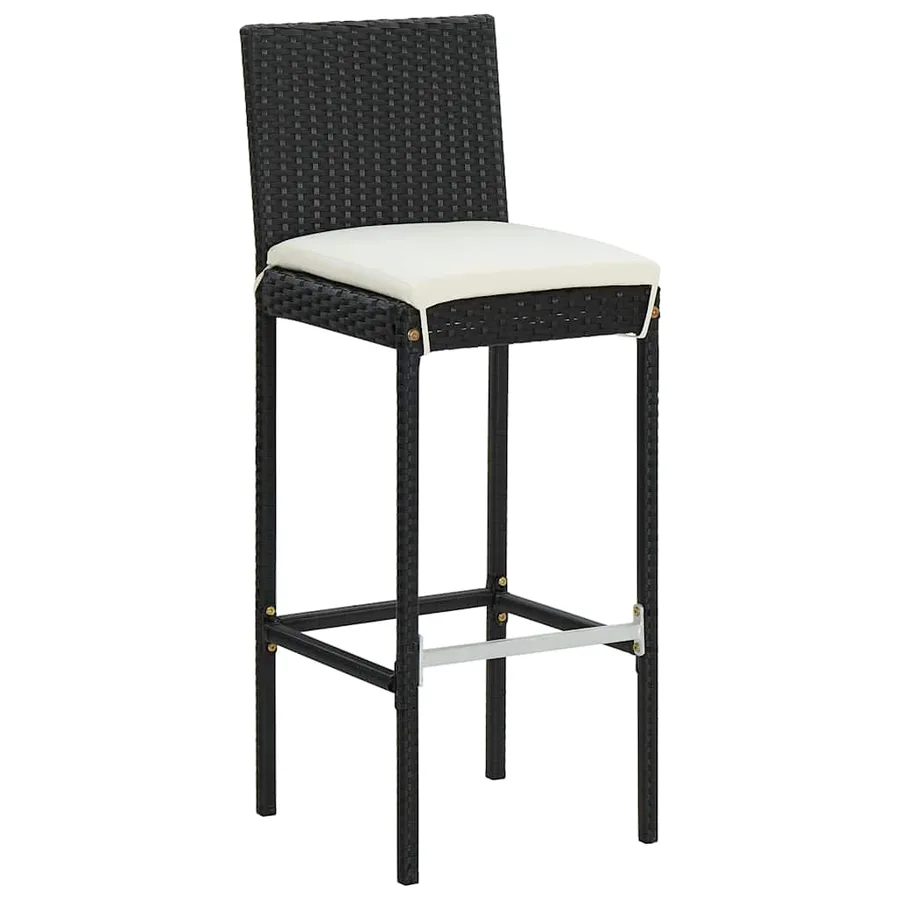 Ensemble de bar de jardin 5 pcs et coussins Résine tressée Noir - 9