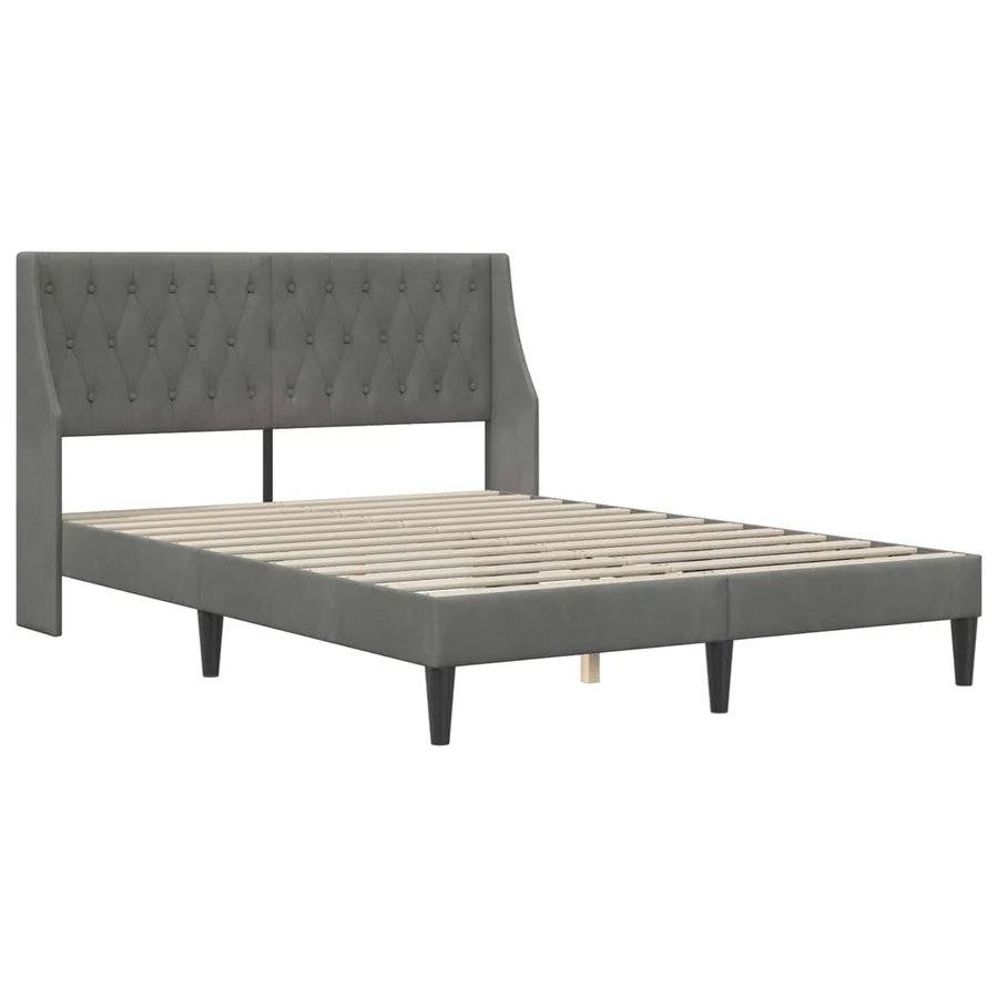 Cadre de lit avec matelas Gris foncé 120 x 190 cm Velours - 4