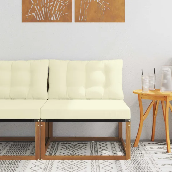 Sofa de milieu extérieur Bois d'acacia massif et Textilène
