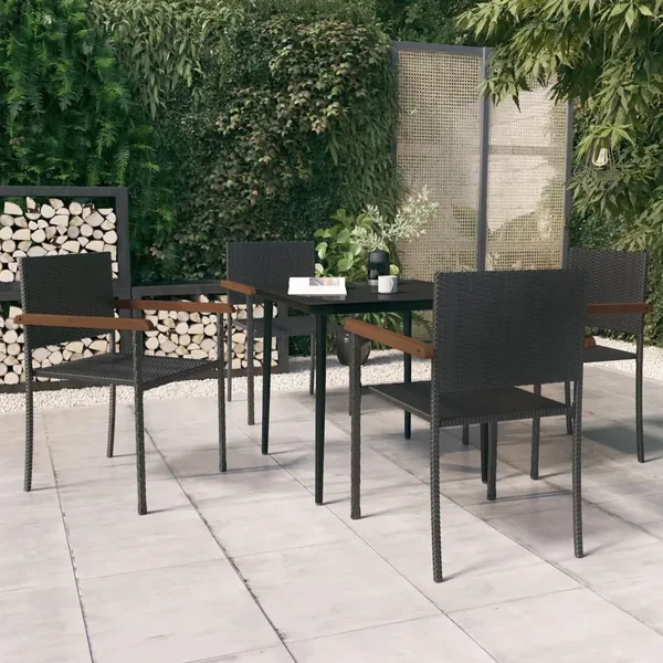 Ensemble à manger de jardin 5 pcs Noir