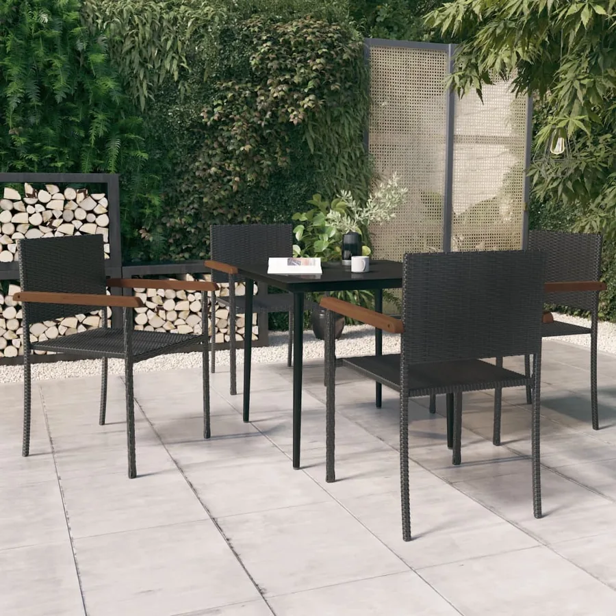 Garden Dining Set 5 pcs Black