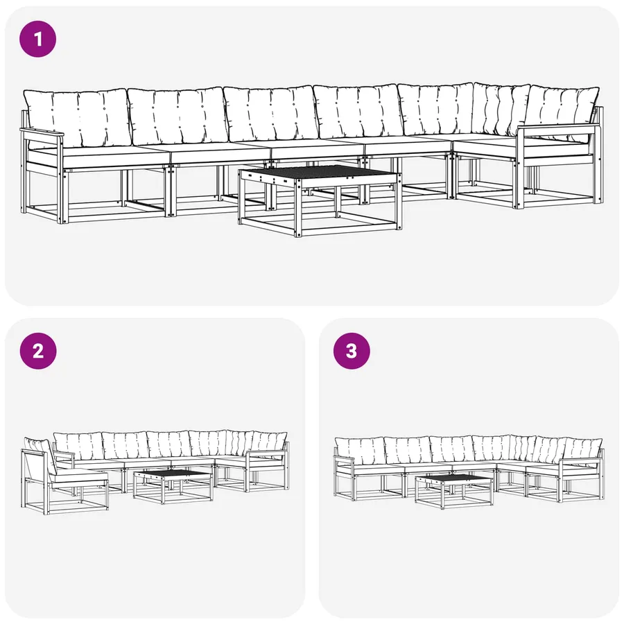 Ensemble de canapés d'extérieur 7 pcs Gris Naturel et Clair - 8