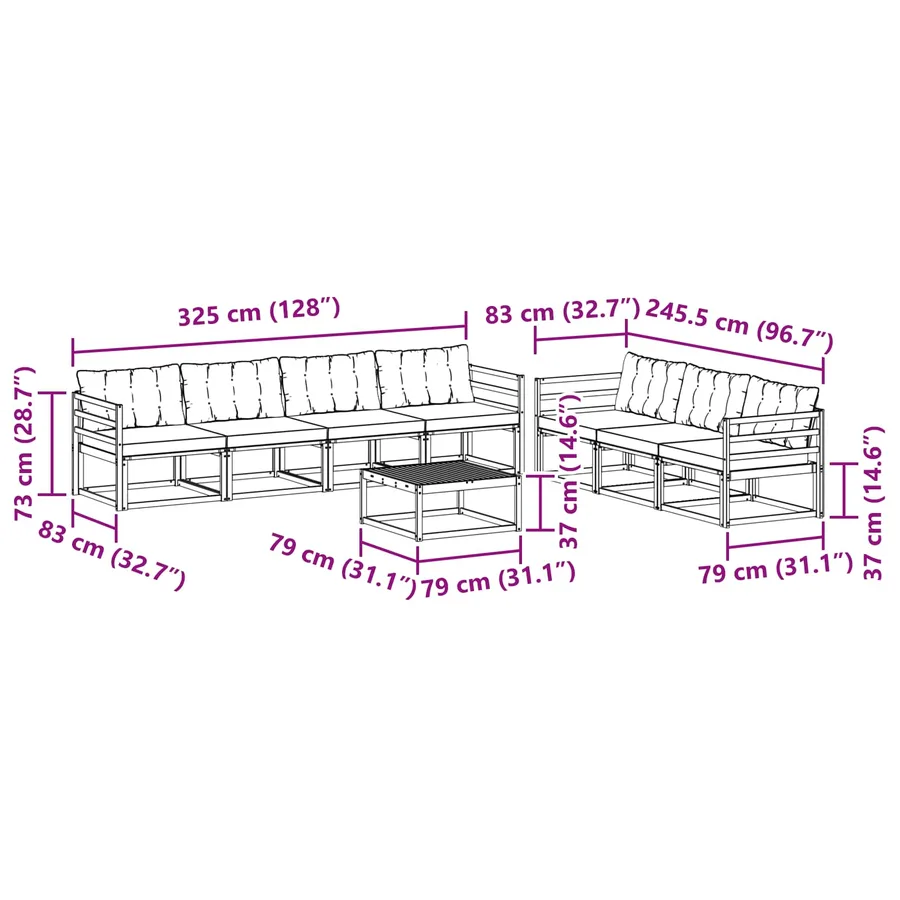 Ensemble de canapés d'extérieur 8 pcs Naturel et Crème - 12