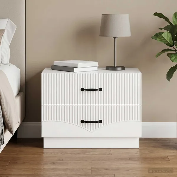 Cabinet de chevet Blanc brillant 62 x 34,5 x 44,5 cm
