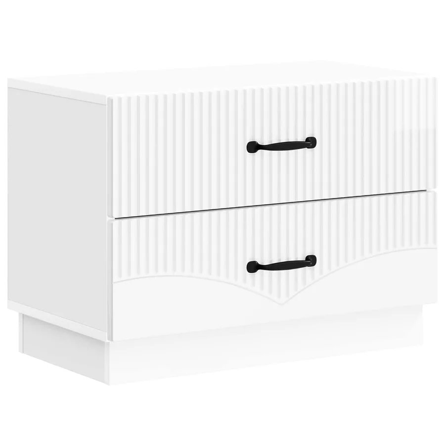 Cabinet de chevet Blanc brillant 62 x 34,5 x 44,5 cm - 2
