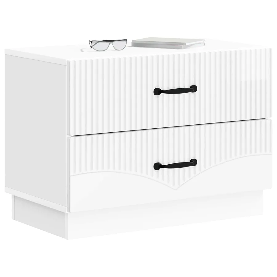 Cabinet de chevet Blanc brillant 62 x 34,5 x 44,5 cm - 3